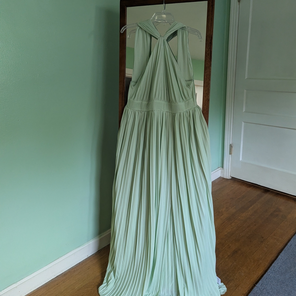 Mint Green Pleated Maxi Dress